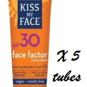 Lot of 5 Kiss My Face SPF30 face factor sunscreen ~ 2 oz each